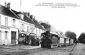 L'Arpajonnais à Montlhéry en 1907 avec la locomotive no&nbsp;3.