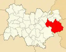 Emplacement du département de la Savoie sur une carte de la région Auvergne-Rhône-Alpes, découpée par départements et par arrondissements