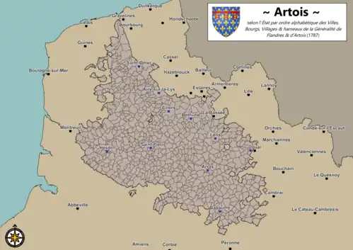 Carte de la province d'Artois en 1787