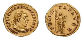 Aureus de l'empereur Valérien (253-260), 2,82&nbsp;g