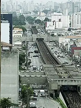 Élevée de la ligne 1 du métro de São Paulo à la Avenida Cruzeiro do Sul