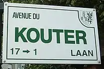 Plaque de l'avenue du Kouter.