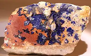 Azurite - mine de Cap Garonne - Var  (12,5&nbsp;×&nbsp;6,5&nbsp;cm).