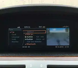 LCI iDrive montrant un menu paramétrage.