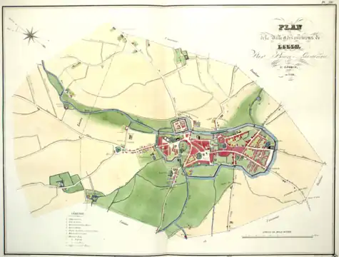 Plan de Lille en 1304 avant la création de la rue,