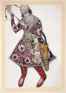 Le prince Ivan Tsarévitch, projet de costume par Léon Bakst pour L'Oiseau de feu.