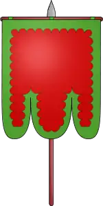 Fig.1 : Gonfanon à trois pans de l'abbaye de Saint-Géraud d'Aurillac XIe&nbsp;siècle.