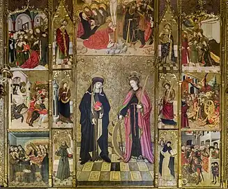 Retable de Claire d'assis et de Catherine d'Alexandrie cathédrale de Barcelone
