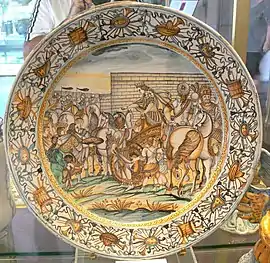 Assiette représentant Alexandre, XVIIe&nbsp;siècle, musée national du Bargello, Florence.