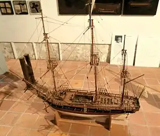 Bateau votif du XVIIIe&nbsp;siècle de la confrérie des Bateliers à l'église paroissiale de Saint-Pierre-du-Mont