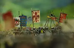 Un détail du diorama de la bataille d'Anghiari à l'échelle 1:32, situé dans la crypte du château.