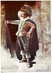 Dans le rôle de Cyrano de Cyrano de Bergerac d'Edmond Rostand, illustration de Percy Anderson&nbsp;(en) (1906).