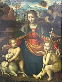 Bernardino Luini, La Vierge à l'Enfant avec saint Jean-Baptiste enfant (XVIe siècle).