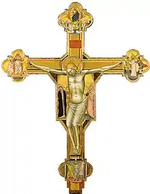 Barnardo Daddi, crucifix avec pleureuses et scènes de la Passion.