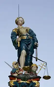 Sculpture d'Hans Gieng sur la fontaine de la justice à Berne, 1543.