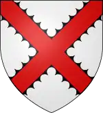 Blason de la famille de Froulay : d'argent au sautoir de gueules engrelé de sable.