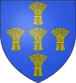 d'azur à cinq gerbes de blé d'or disposées en croix