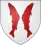 Blason avec 2 poissons rouges adossés debout sur fond blanc