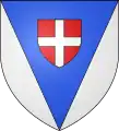 Blason — proposé et non retenu — pour le département de la Savoie : D'azur à un écusson aux armes de Savoie ; le tout chaussé d'argent.