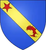 Armes Famille Dauphin de Verna, D'azur à la bande d'or, chargée d'un dauphin et d'une étoile de gueules (l'étoile en chef)Gustave de Rivoire de La Bâtie, Armorial du Dauphiné, Perrin, 1er janvier 1867 (lire en ligne)