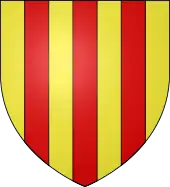 Blason constitué de 7 bandes verticales alternativement jaunes et rouges.