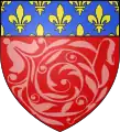 Blason du XVe au XVIIe&nbsp;siècle : diapré de gueules au chef de France ancienne.