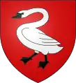 Blason au XVIe&nbsp;siècle : de gueules au cygne d'argent (becqué et membré de sable).