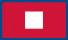 drapeau rouge comportant un carré blanc au centre