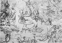 Atelier de Bosch, Scène infernale avec homme-arbre, Kupferstich-Kabinett, Dresde.