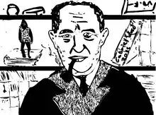 Dessin d'un homme fumant la pipe.