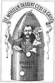 Braquier surgissant d'un de ses «&nbsp;obus explosibles&nbsp;» (d'après une publicité de 1891).