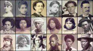 montage de vieux portraits de dix-huit personnes disposées sur trois rangées