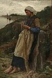 Jules BretonFille de pêcheur, raccommodeuse de filets au Port-Rhu vers 1878