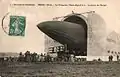 Le dirigeable Clément-Bayard no&nbsp;2 en 1910 dans son hangar de Breuil.