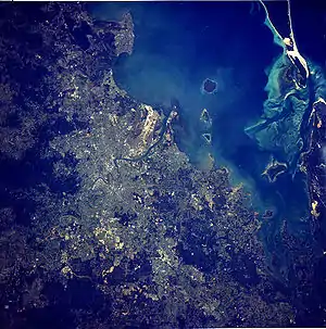 Vue satellite de la métropole de Brisbane.