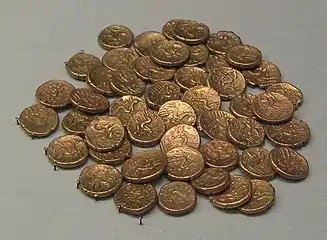 50 statères d'or de Commius, Tincomarus et Eppillus, Alton, Ier&nbsp;siècle.
