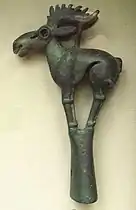 Sommet de hampe en forme d'élan, bronze, VIe~Ve&nbsp;siècle&nbsp;av. J.-C., British Museum.