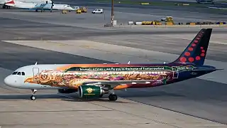 Avion aux couleurs du festival Tomorrowland.