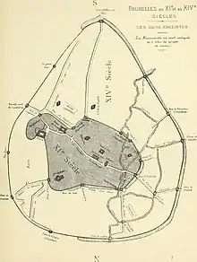 Plan de la première enceinte à l'intérieur du pentagone.