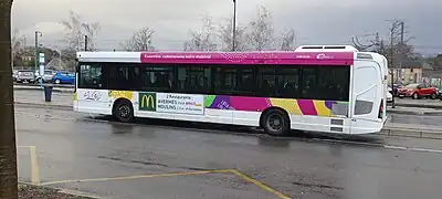 Un Heuliez-Bus GX337 revêtant la nouvelle livrée Aléo 2019, le 22 février 2024.