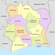 Régions de Côte d'Ivoire en 2014