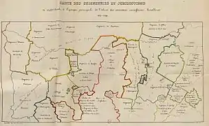 Carte des seigneuries et juridictions 1765-1785 à l'époque des concessions des houillères