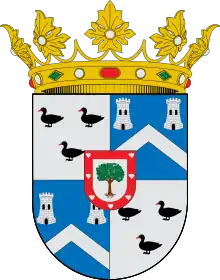 Blason espagnol de la famille Guignard de Saint-Priest en tant que ducs d'Almazán de Saint-Priest, grands d'Espagne de première classeDevise : « ESSE QUAM VIDERI »