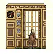 Restitution de la paroi sud du Cabinet du Petit Appartement frais, XVIIIe&nbsp;siècle.