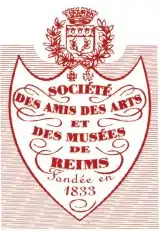 Un cachet avec le nom de la Société et sa date de fondation, surmonté des armes de la ville de Reims.