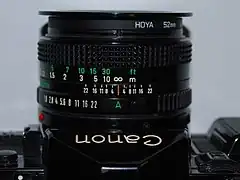 Pour les autres modes, la bague des diaphragmes de l'objectif doit être sur A