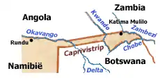 Carte de la bande de Caprivi (Caprivistrip).