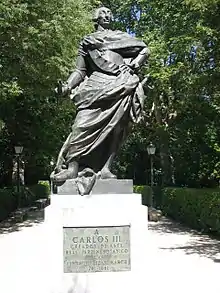 Charles&nbsp;III, statue du Jardin botanique royal de Madrid.