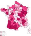 Résultat par département de François Mitterrand au 1er&nbsp;tour de l'élection présidentielle de 1981.