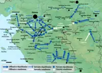 Carte des combats en Vendée entre le 10 et le 19 septembre 1793.